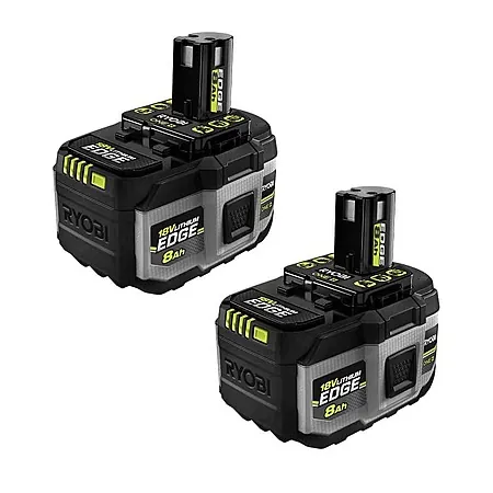 2-Pk RYOBI ONE+ 18V 8.0Ah Lithium EDGE Tabless High-Performance Batteries