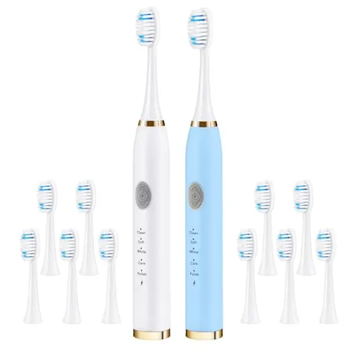 Electric Toothbrush 2-Pack with 10 Replacement Heads