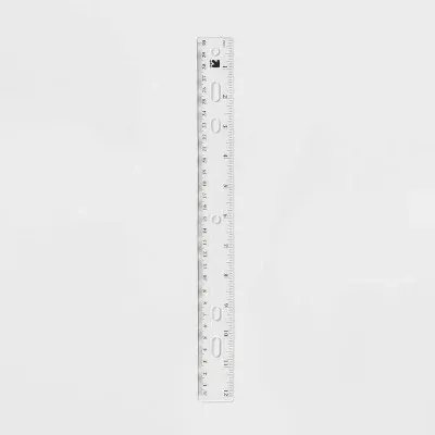 Clear Binder Ruler w/ Binder Holes, 12 inch