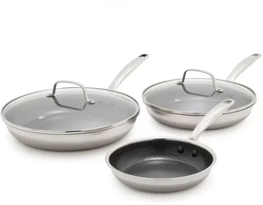 5-Piece Blue Diamond Bond Non-Stick Diamond Infused Ceramic Tri-Ply Stainless Steel Hybrid Cookware Set