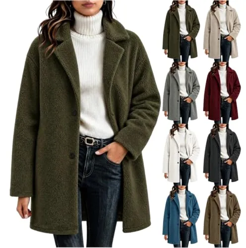 Womens Fuzzy Fleece Pea Coat