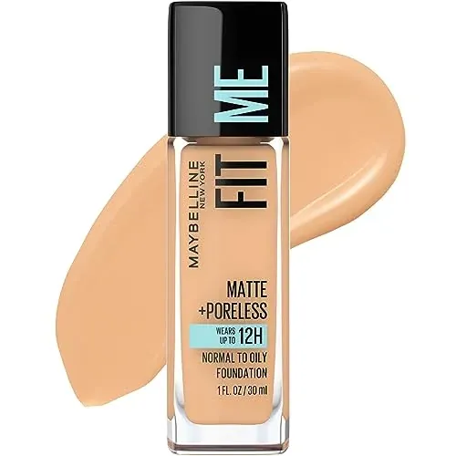 Maybelline Fit Me Matte + Poreless Liquid Foundation, Natural Buff, 1 Count