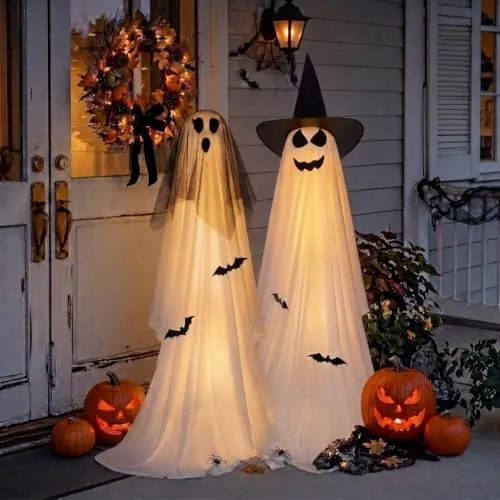 Halloween Light Up Ghost Outdoor Decoration 2-Pack 5 FT