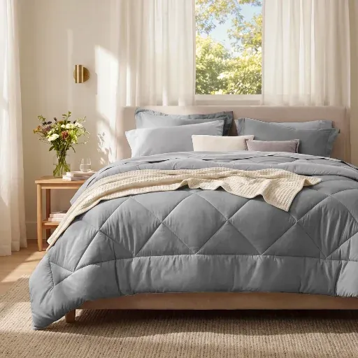 Bedsure 7-Piece Queen Reversible Bed-in-a-Bag Set (Grey)