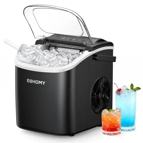 Euhomy 26.5-Lb/Day Countertop Ice Maker Machine (Black)
