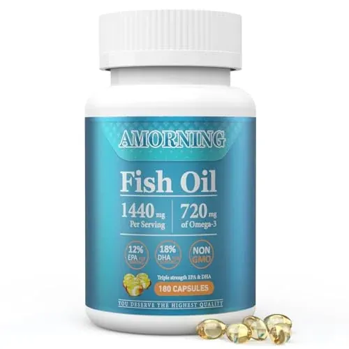 Fish Oil Omega-3 Supplements Small Softgels 1440mg 180 Count