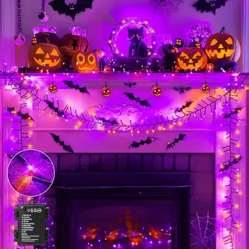 Brightown Orange and Purple Battery Operated Halloween Lights w/ Timer