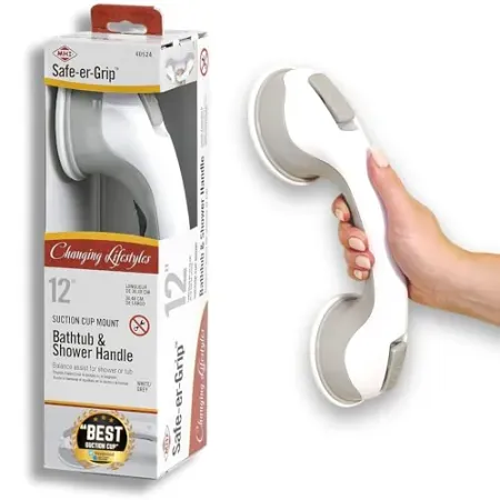 Safe-er-Grip 12" Suction Cup Grab Bar For Bathtubs & Showers
