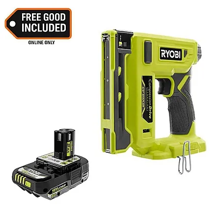 Ryobi 18V ONE+ Cordless Compression Drive 3/8" Crown Stapler + 2.0 Ah Battery