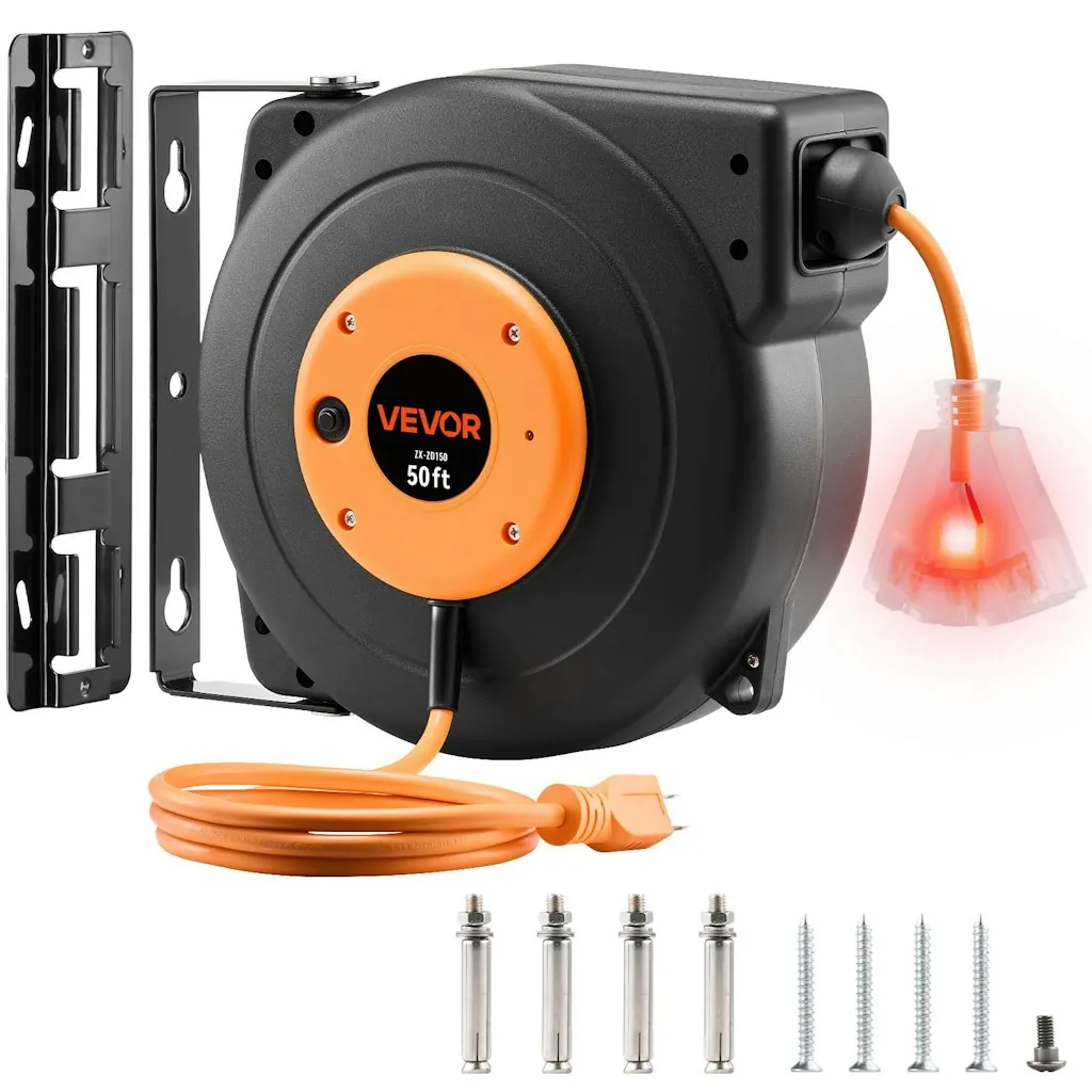 Vevor 50-Foot Retractable Extension Cord Reel