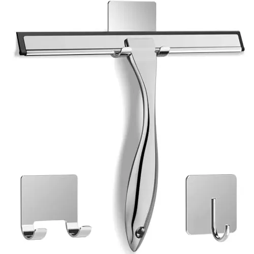 All-Purpose Stainless Steel Squeegee with Adhesive Hook