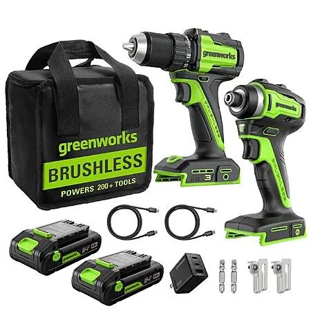 Prime: Greenworks 24V Tool Kits: Drill/Driver + Impact Driver Combo