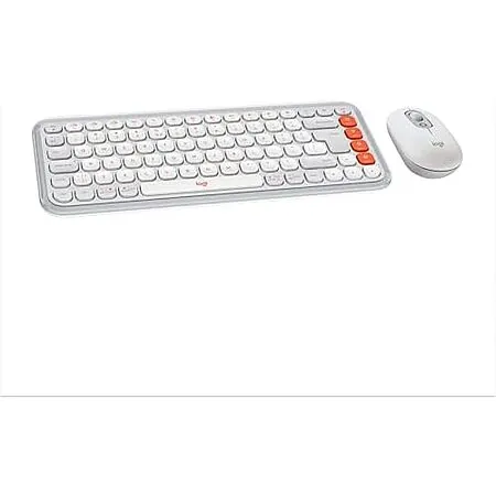Logitech POP ICON Wireless Bluetooth Keyboard & Mouse Combo (Off-White & Orange)