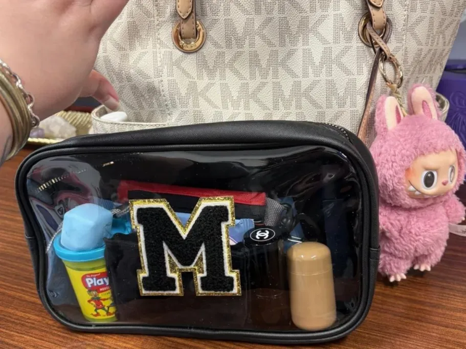 Large Initial Clear Makeup Bag