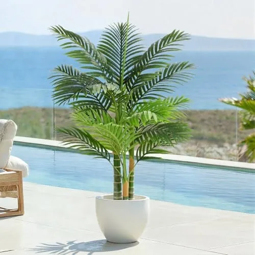 4' Keeplush Triple Golden Cane Artificial Tropical Palm Tree