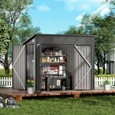 COMHOMA 8' x 4' Lockable Metal Outdoor Storage Shed