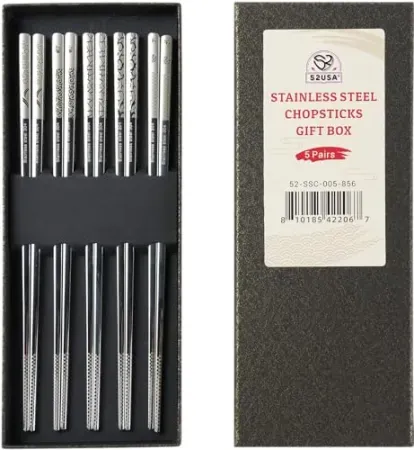 5-Pairs 52USA Stainless Steel Chopsticks