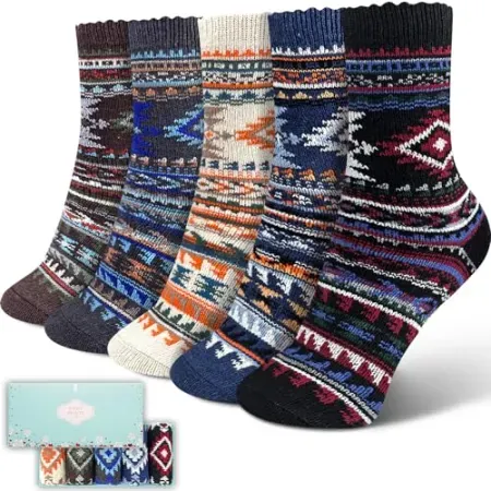 5-Pairs ICEIVY Women's Warm Vintage Socks