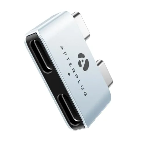 Afterplug Dual USB-C Pass-Through Adapter for MacBook (Sky Blue)