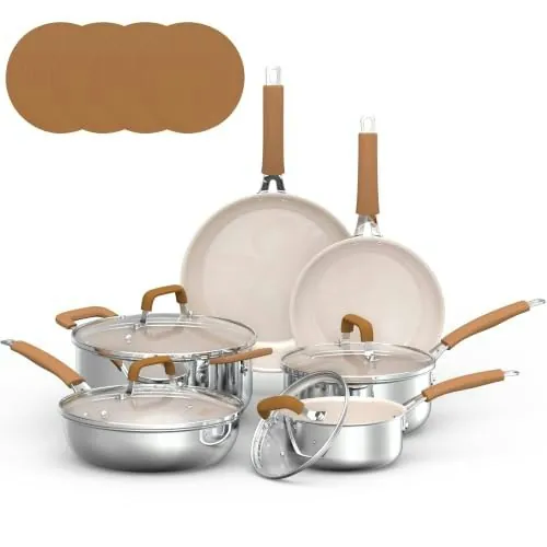 Mosiech 14-Piece Stainless Steel Cookware Set