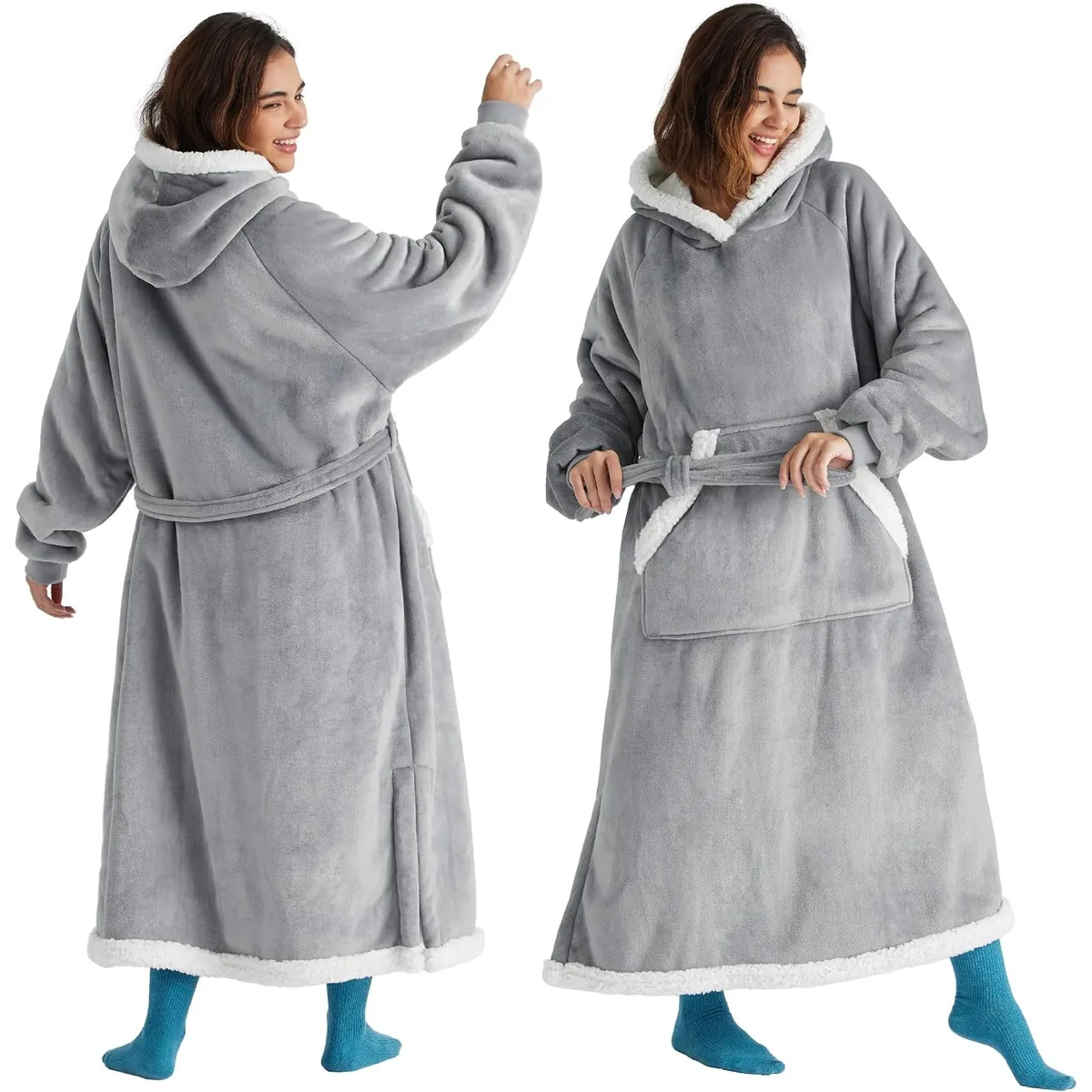 Bedsure Long Sherpa Wearable Blanket Hoodie