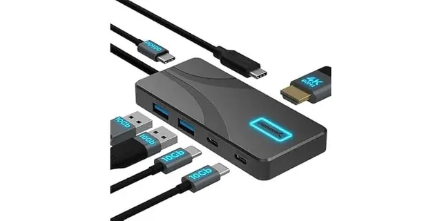 Refurb SABRENT USB C Hub 5-in-1 Docking Station, 10Gbps USB-A & USB-C Ports, 4K HDMI Output, 100W PD Input, 80W Charging