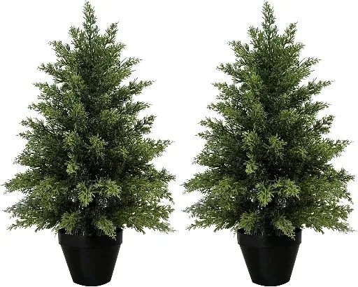 Mavis's Diary Artificial Cedar Topiary Trees 2ft Set of 2