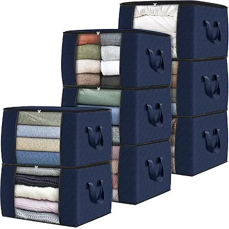 Prime: 8-pk Fab Totes 60L Fabric Storage Bags w/ Lids (Blue)