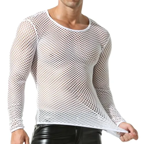 YOOBNG See Through Fishnet Long Sleeve Fitted T-Shirt