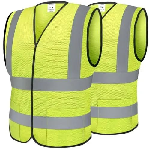 Ticonn ANSI Class II High-Visibility Reflective Safety Vest 2-Pack