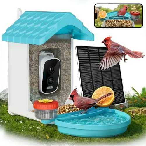 Visiogear 4K Solar Smart Bird Feeder and Bath