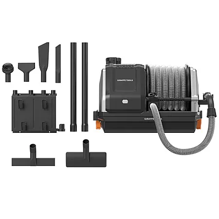 Giraffe Tools Wall-Mounted Wet/Dry Vacuum Cleaner w/ 30' Retractable Hose