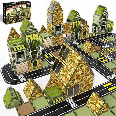 Prime: GobiDex Magnetic Tiles Army Toys Building Set (Army Base Expansion Pack)