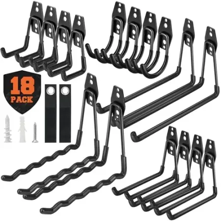 18-Pack Nacial Heavy Duty Steel Wall Mount Garage Storage Hooks