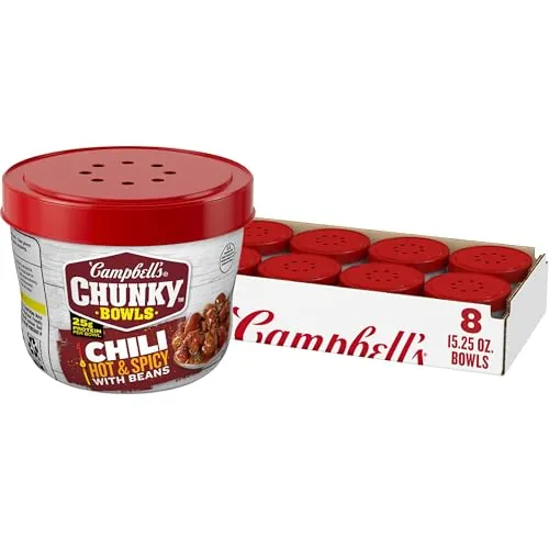Campbell's Chunky Hot & Spicy Chili w/ Beans Microwavable Bowls 8-Pack 15.25-Ounce
