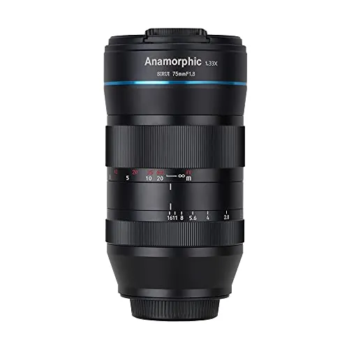 SIRUI 75mm F1.8 1.33X APS-C Anamorphic Lens for E Mount, Blue Flare