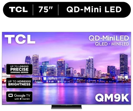 TCL 75" Mini-LED QLED 4K 144Hz Smart Google TV (2025)