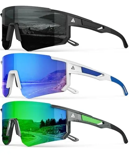 QALLY Polarized Sports Sunglasses for Men Women, UV400 Protection
