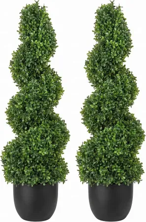 2-Pack 3' VEVOR Artificial Spiral Boxwood Topiary Trees