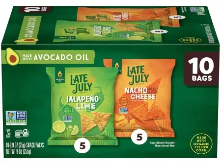 10-Pack 0.9oz Late July Snacks Variety Pack Tortilla Chips