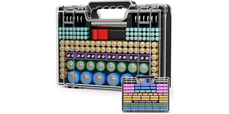Tututry Battery Organizer Storage Holder Box Case with Tester 262-Count