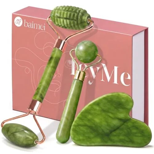 BAIMEI IcyMe Jade Gua Sha & Face Roller 3-Piece Set