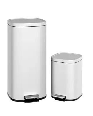 Set-of-2 Garvee 30L & 6L Stainless Steel Step Trash Can Set