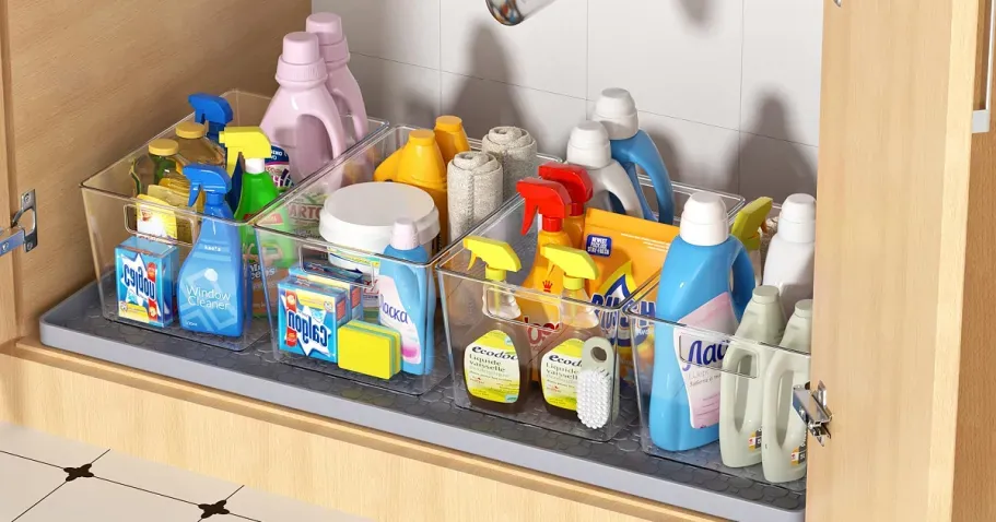 Under Sink Mat w/ Storage Bins 4-Pack