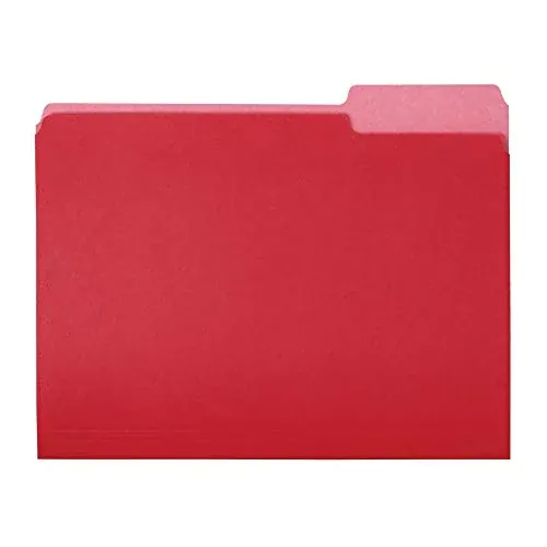 Amazon Basics Letter Size 1/3 Cut Tab File Folders (Red) 36-Pack