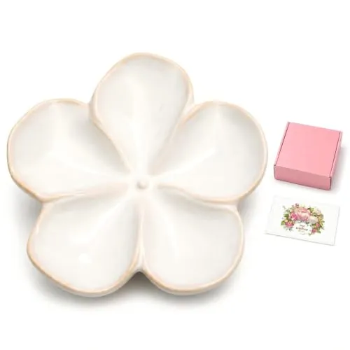 Ceramic Flower Jewelry Ring Trinket Dish Tray