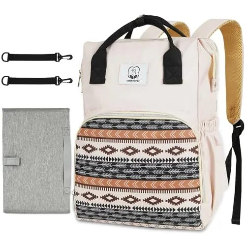 Cottonbebe 16" Diaper Bag Backpack w/ Insulated Pockets, Changing Pad, and Stroller Straps