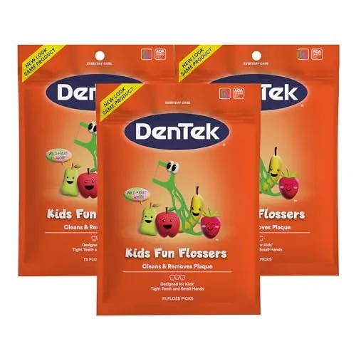 DenTek Kids Flossers Wild Fruit Flavor 75 Count 3-Pack