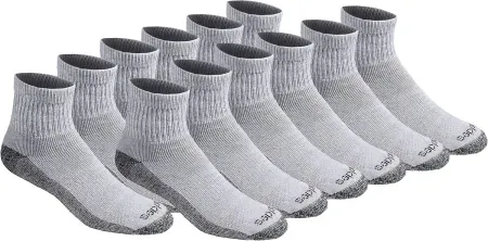 12-Pairs Dickies Men's Dri-Tech Moisture Control Quarter Socks
