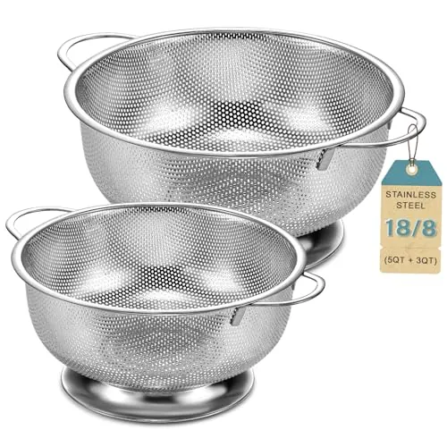 5 QT & 3 QT Stainless Steel Strainers with Handles